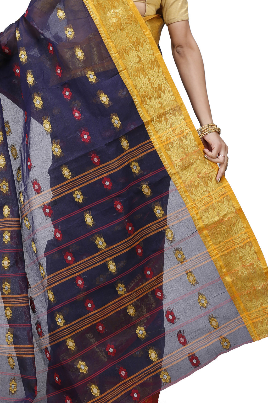 Naby Blue Pure Cotton Dui_Has Tant Saree (868)